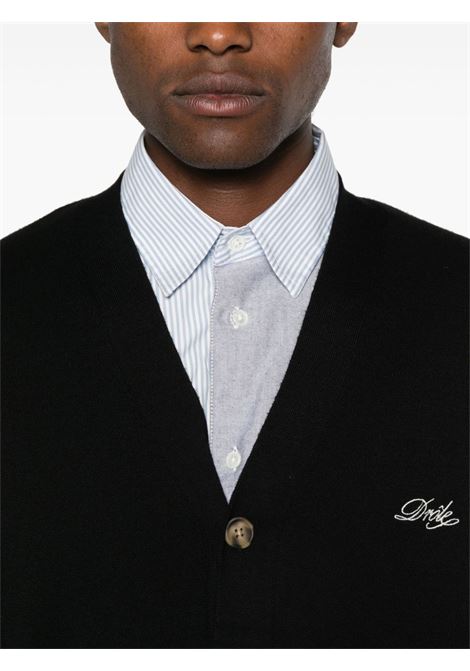 Cardigan con ricamo in nero di Drôle De Monsieur - uomo DRÔLE DE MONSIEUR | PERMCA123WO007BL